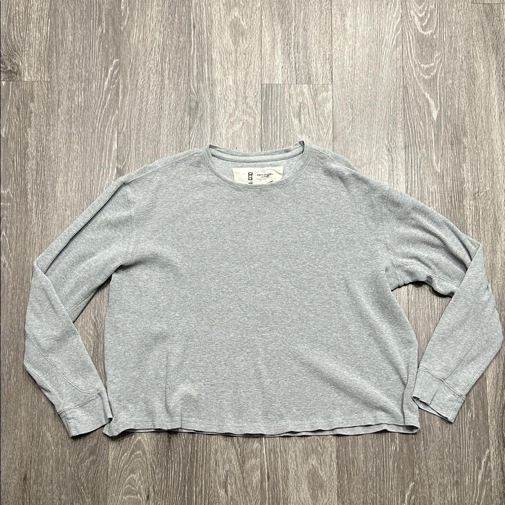Vintage Old Navy Waffle Knit Gray Long Sleeve Shirt